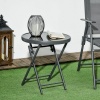 Afbeelding van Outsunny Φ45cm Ronde Opvouwbare Bijzettafel met Imitatie Marmeren Top, Zwart