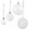 Afbeelding van Kerstballen set van 150 - mat, glanzend, met glitters - plastic - wit - ∅ 3, 4, 6 cm