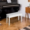 Afbeelding van HOMCOM Pianobank van Gummihout, Kunstleer - 76L x 36B x 50H cm - Wit