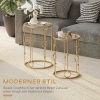 Afbeelding van HOMCOM Bijzettafel Set van Metaal en Gehard Glas 41x41x57 cm Goud