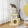 Afbeelding van PawHut Krabpaal met sisal en pluche kattenspeelgoed, 80 cm hoog, beige