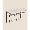 Afbeelding van Wandkapstok met kledingstang, 65 cm breed, plank en 10 haken - Vintage wit/zwart