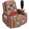 Afbeelding van HOMCOM Massage Relaxfauteuil - Kunstleer - 94L x 85B x 104H cm - Lichtbruin