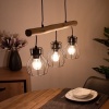 Afbeelding van Globo - hanglamp Mina - natuurlijk zwart - hout en metaal - grote eettafel lamp - E27