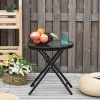 Afbeelding van Outsunny inklapbare bistrotafel met rond glazen blad Ø45 cm - zwart metaal