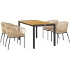 Afbeelding van Outsunny Rattan Tuinmeubelset - Acaciahout, PE-Rattan - 140L x 80B x 74H cm - Natuurlijk+Khaki
