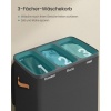 Afbeelding van Wasmand 170 liter met 2 compartimenten, deksel en handgrepen - Inktzwart