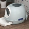 Afbeelding van PawHut Draagbare kattenbak met uitschuifbaar toilet, schuifdeur en dakraam, blauw