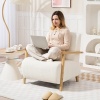 Afbeelding van HOMCOM Loungefauteuil, 1-zits, Scandinavisch design, bouclé stof, massief houten frame, crème