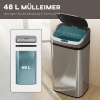 Afbeelding van HOMCOM Sensorafvalemmer 48L RVS met Soft-Close, vingerafdrukbestendig voor kantoor en keuken