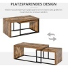 Afbeelding van HOMCOM Set van 2 multifunctionele bijzettafels MDF zwart en bruin