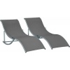 Afbeelding van Outsunny Aluminium Tuinligstoel, Donkergrijze Textileen