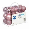 Afbeelding van Set van 50 onbreekbare kerstballen - plastic - ∅ 3, 4 & 6 cm - roze