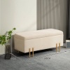 Afbeelding van HOMCOM Bank met Opbergruimte - Fluweel, Hout - 100L x 40B x 42H cm - Beige