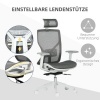 Afbeelding van Vinsetto Ergonomische bureaustoel met verstelbare hoogte, wielen en lendenkussen, grijs