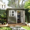 Afbeelding van Outsunny Tuinhuis van staal 211L x 133B x 190H cm - Donkergrijs