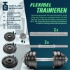 Afbeelding van RE:SPORT 2-in-1 gietijzeren halterset, 30 kg, verstelbaar met korte/lange halter en verbindingsbuis