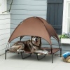 Afbeelding van PawHut Verhoogd Hondenbed van Metaal - 122x92x108cm - Bruin