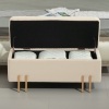 Afbeelding van HOMCOM Bank met Opbergruimte - Fluweel, Hout - 100L x 40B x 42H cm - Beige
