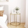 Afbeelding van Vasagle - Glazen Bijzettafel - 50 cm - Ronde Koffietafel - Goudkleurig Frame