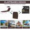 Afbeelding van Outsunny opvouwbare ligstoel met zonnedak (bruin) voor tuin en strand