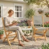 Afbeelding van Outsunny Rieten Relaxstoelen Set - Acaciahout, PE-rattan - Grijs