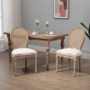 Afbeelding van HOMCOM Eetkamerstoel - Polyester, Rubberhout - 49L x 56B x 96H cm - Crèmewit + Natuurlijk