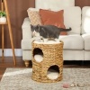 Afbeelding van PawHut Kratztonne 50 cm - Katzentoren met 2 holen en kussen, waterhyacint, voor katten tot 3,5 kg, l