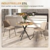 Afbeelding van HOMCOM Ronde Eettafel voor 2 Personen in Industriële Stijl, Ø 80 x 75 cm, Eikenhout