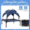 Afbeelding van PawHut Verhoogd Hondenbed met Luifel, Buitenbed voor Kleine en Middelgrote Honden Donkerblauw 76 x 6