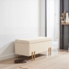 Afbeelding van HOMCOM Bank met Opbergruimte - Fluweel, Hout - 100L x 40B x 42H cm - Beige