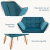 Afbeelding van HOMCOM enkele vleugelfauteuil met fluwelen poten - Scandinavisch groen 68,5 x 61 x 72,5 cm