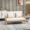 Afbeelding van HOMCOM 2-zits Sofa - Polyester, Gummihout - 123L x 69B x 74H cm - Beige