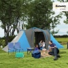 Afbeelding van Outsunny Tunneltent, campingtent voor 4 personen met 2 slaapkamers, blauw