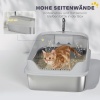 Afbeelding van Pawhut Kattenbak van RVS en Kunststof - 69,8L x 50,3B x 29,8H cm - Grijs
