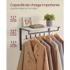 Afbeelding van Wandkapstok met kledingstang, 65 cm breed, plank en 10 haken - Vintage wit/zwart