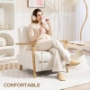 Afbeelding van HOMCOM Loungefauteuil, 1-zits, Scandinavisch design, bouclé stof, massief houten frame, crème