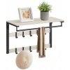 Afbeelding van Wandkapstok met kledingstang, 65 cm breed, plank en 10 haken - Vintage wit/zwart