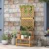 Afbeelding van Outsunny Bloemenstandaard Geel Vurenhout 60x50x166 cm