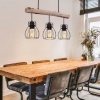 Afbeelding van Globo - hanglamp Mina - natuurlijk zwart - hout en metaal - grote eettafel lamp - E27