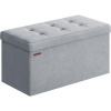 Afbeelding van SONGMICS Fluwelen Opbergbank met Deksel en 2 Opbergdozen, 38 x 76 x 38 cm, Duifgrijs