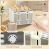 Afbeelding van HOMCOM Waterkoker- en Toaster-set, 1,7L, 2200W, Strix Thermostaat, 4-sleuven, Crèmewit+Zilver