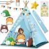 Afbeelding van KIDIZ® Tipi-tent voor kinderen, speeltent, 100 x 100 x 160 cm, kindertent van katoen met led-lichtsn