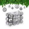 Afbeelding van Set van 50 onbreekbare kerstballen - plastic - zilver - ∅ 3, 4 & 6 cm