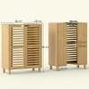 Afbeelding van HOMCOM Bamboe wastafelonderkast met 2 lamellendeuren en verstelbare legplank 60 x 30 x 80 cm
