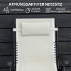 Afbeelding van Outsunny Metalen Ligstoel, Beige Gaasstof