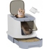 Afbeelding van Pawhut kattenbak met deksel en uitschuifbare lade - grijs