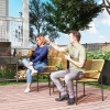 Afbeelding van Outsunny Rattan Bistroset - Staal, PE-Rattan - 54L x 66B x 76H cm - Geel