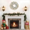 Afbeelding van HOMCOM Kerstkrans met sneeuw, 60 cm, 35 witte LED-lampen, dennenappels, met timer, groen