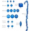 Afbeelding van Kerstballen set van 110 met slinger - onbreekbaar plastic - blauw